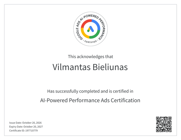 AI-Powered Performance Ads Certification – sertifikatas