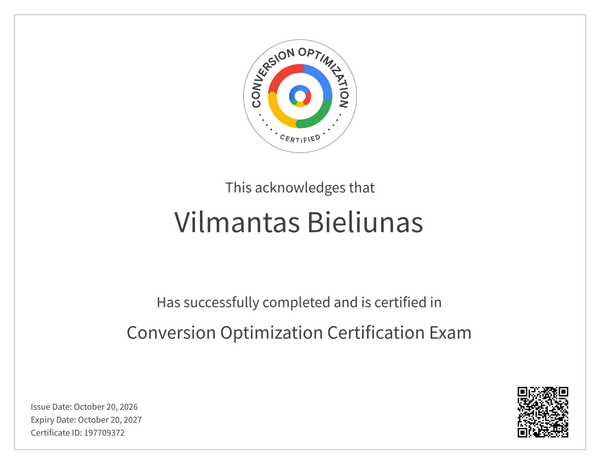 Conversion Optimization Certification Exam – sertifikatas