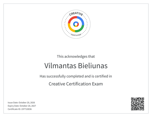 Creative Certification Exam – sertifikatas